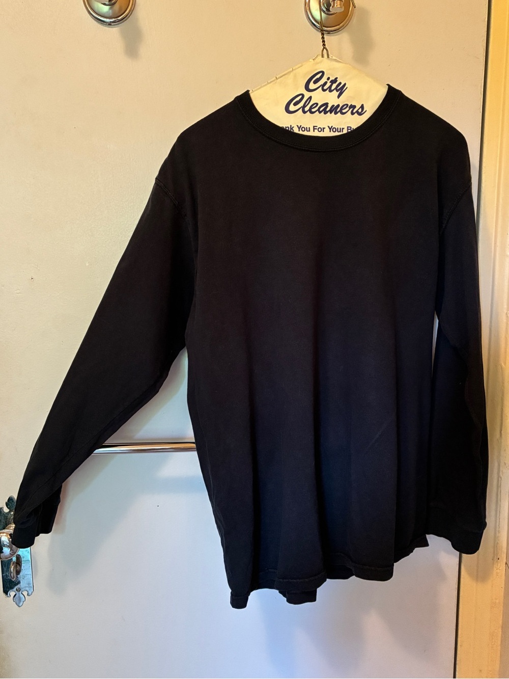 Fruit of the Loom Navy Long-Sleeve Crewneck Shirt